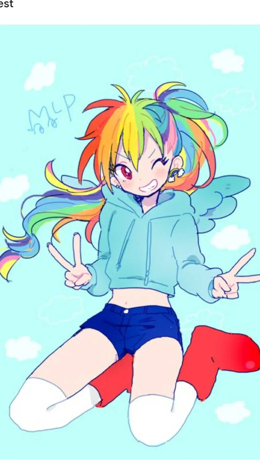 ai character: Rainbow dash human background