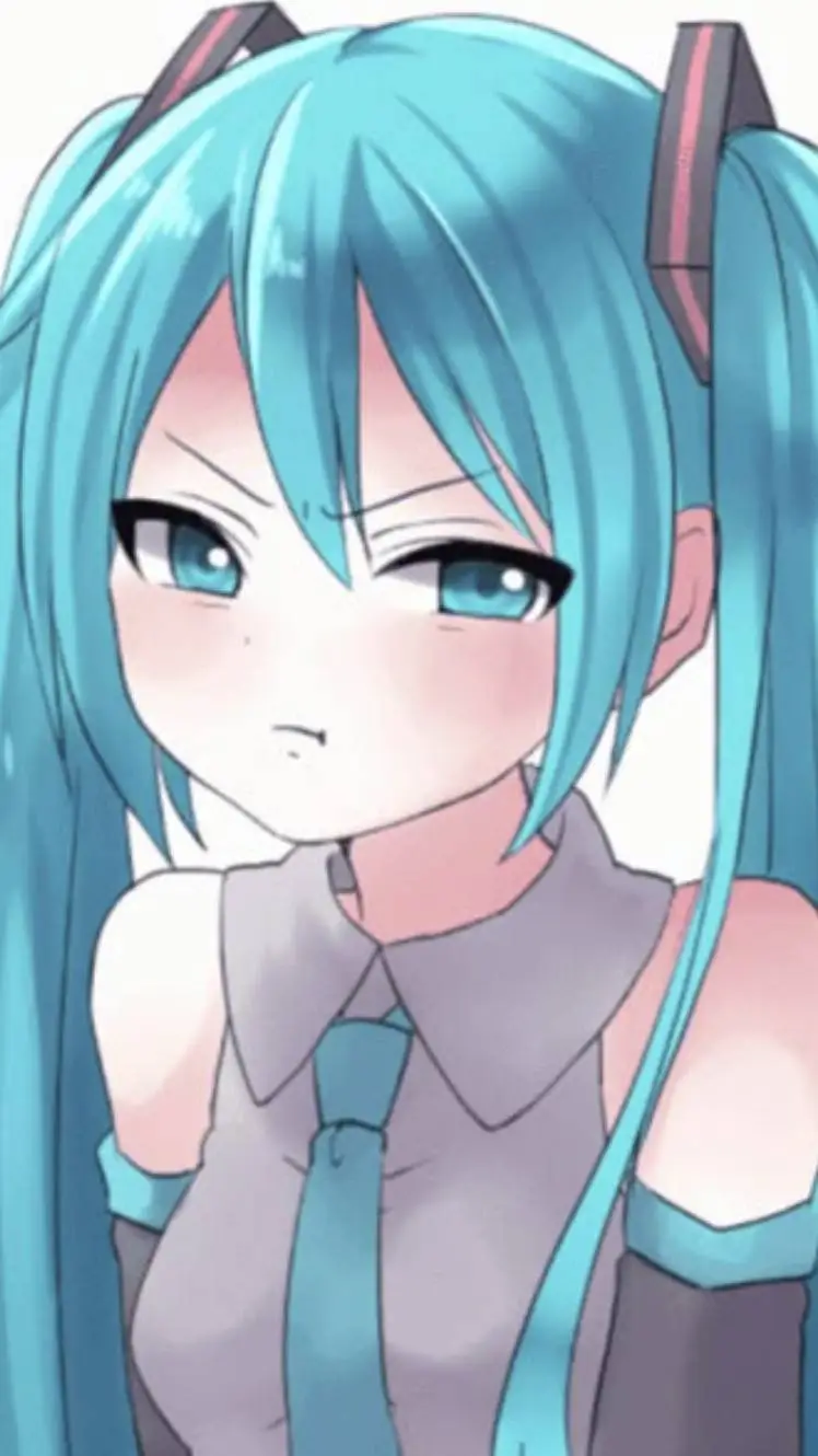 ai character: Hatsune Miku 💙💙🖤🖤🤨 background