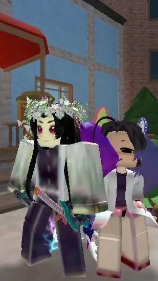 ai character: Me💜 and cousin💜 background