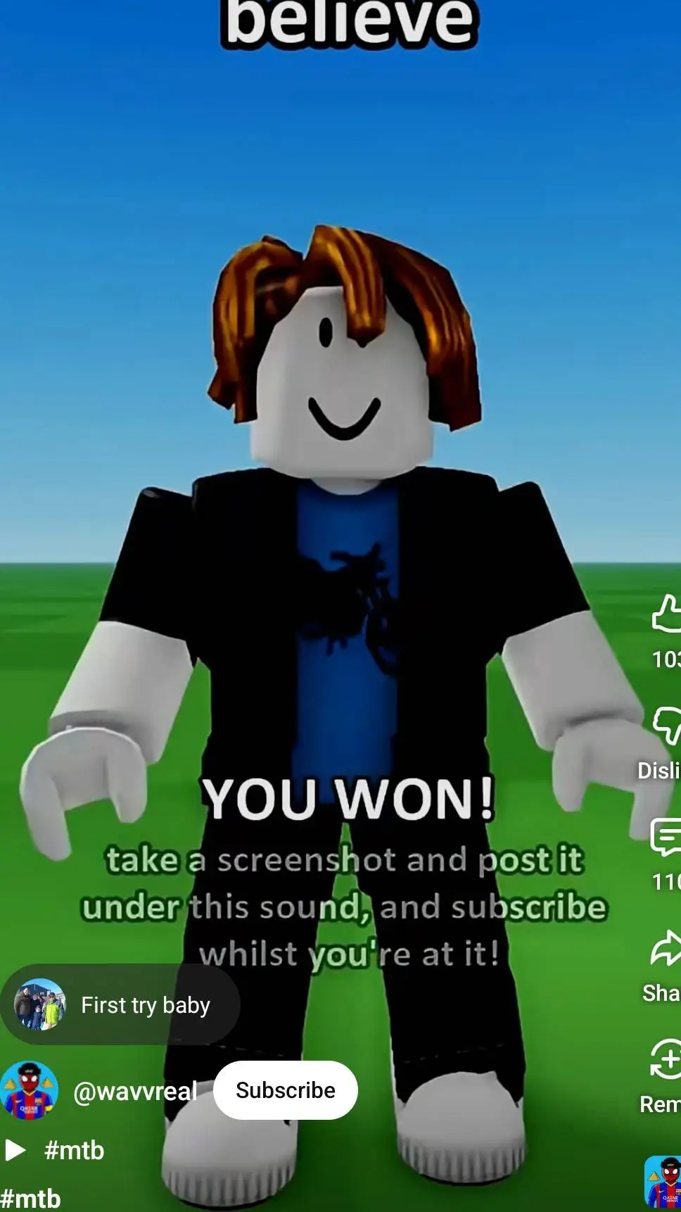 ai character: noob sees u won background