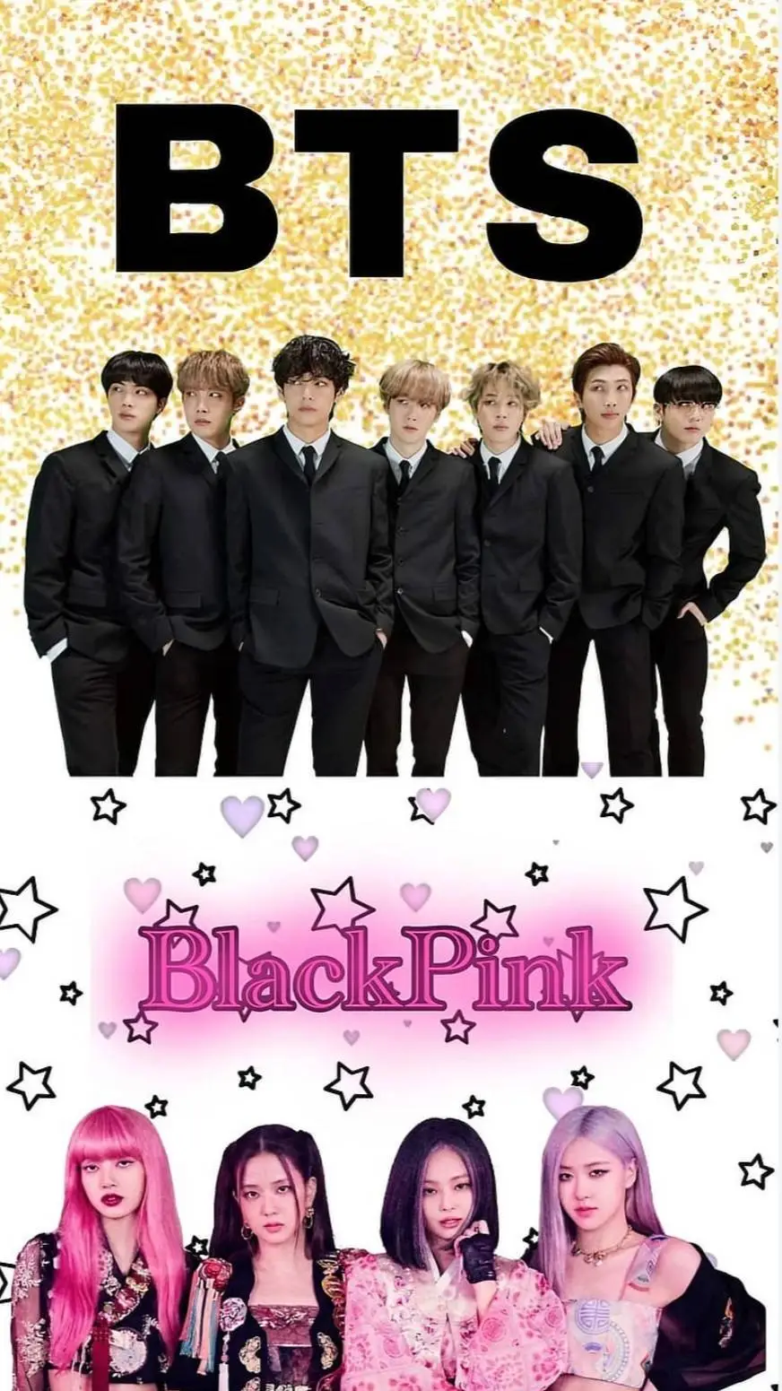 ai character: BLACKPINK AND BTS background