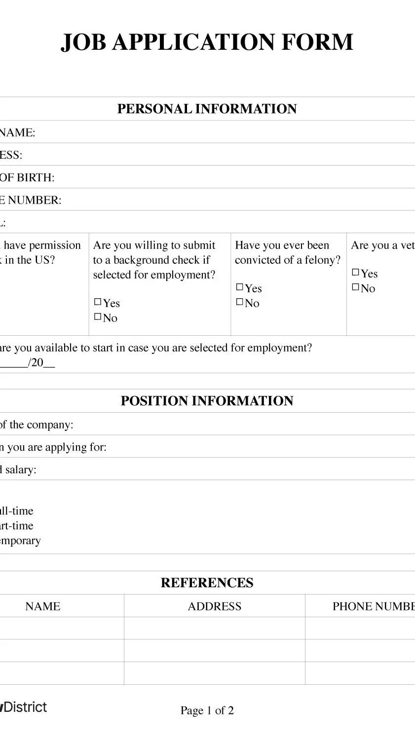ai character: JOB APPLICATION background