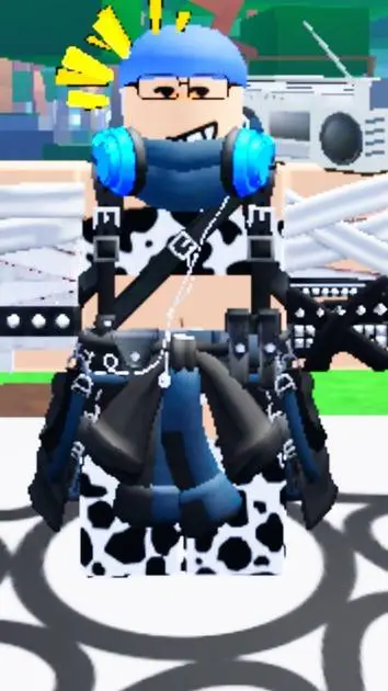 ai character: taunt in cow suit background