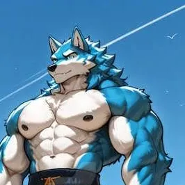 chat with ai character: furry muscle suit
