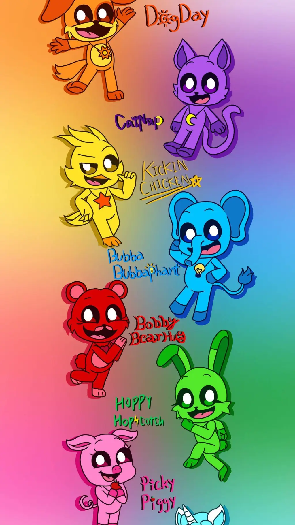 ai character: smiling critters  background