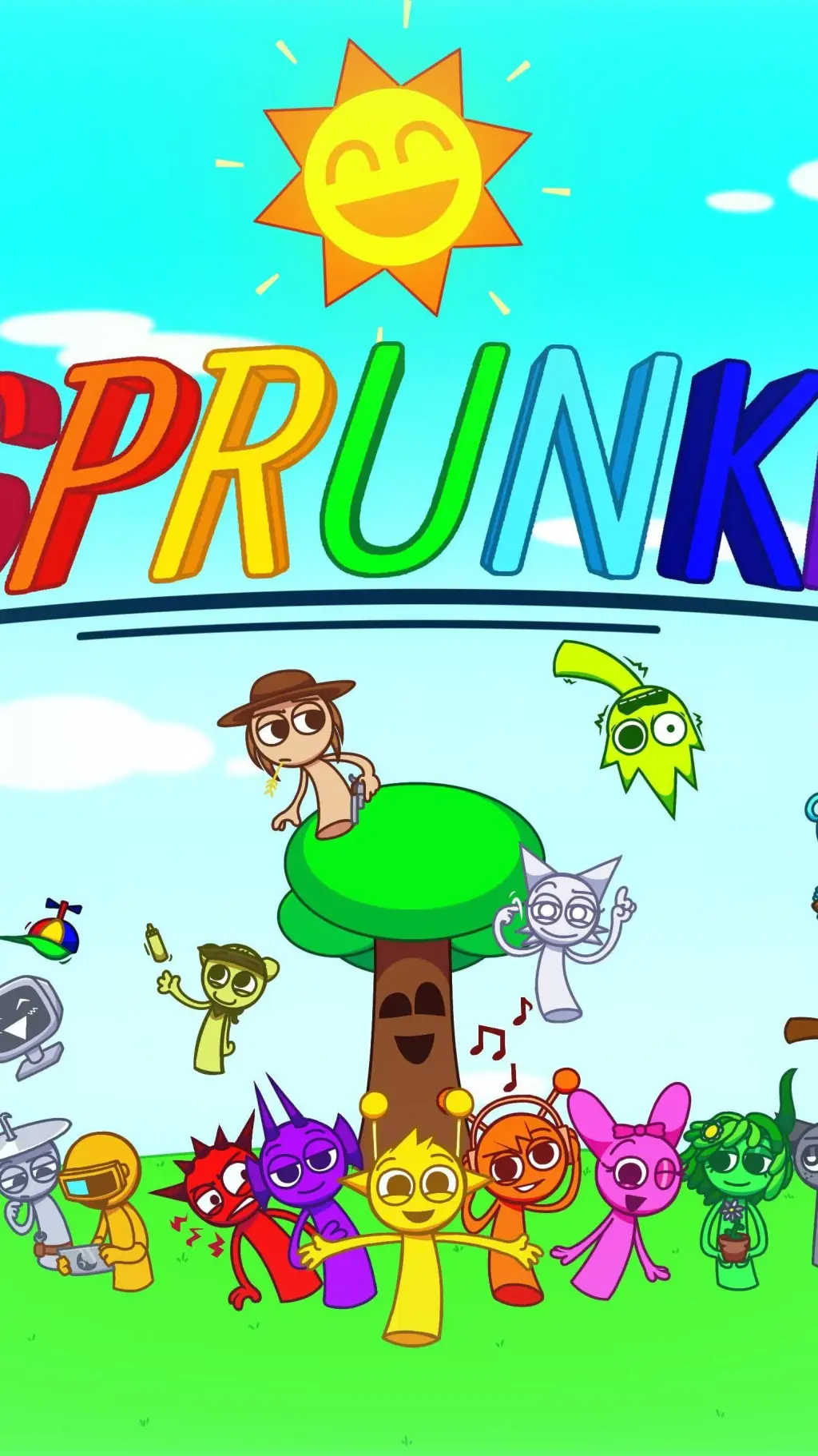 ai character: Sprunki Sky & You background