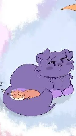 ai character: purple cat  background