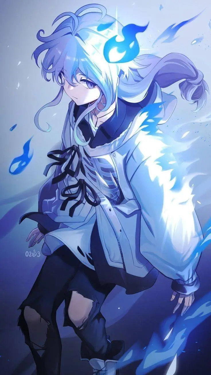 ai character: Blue Flame background
