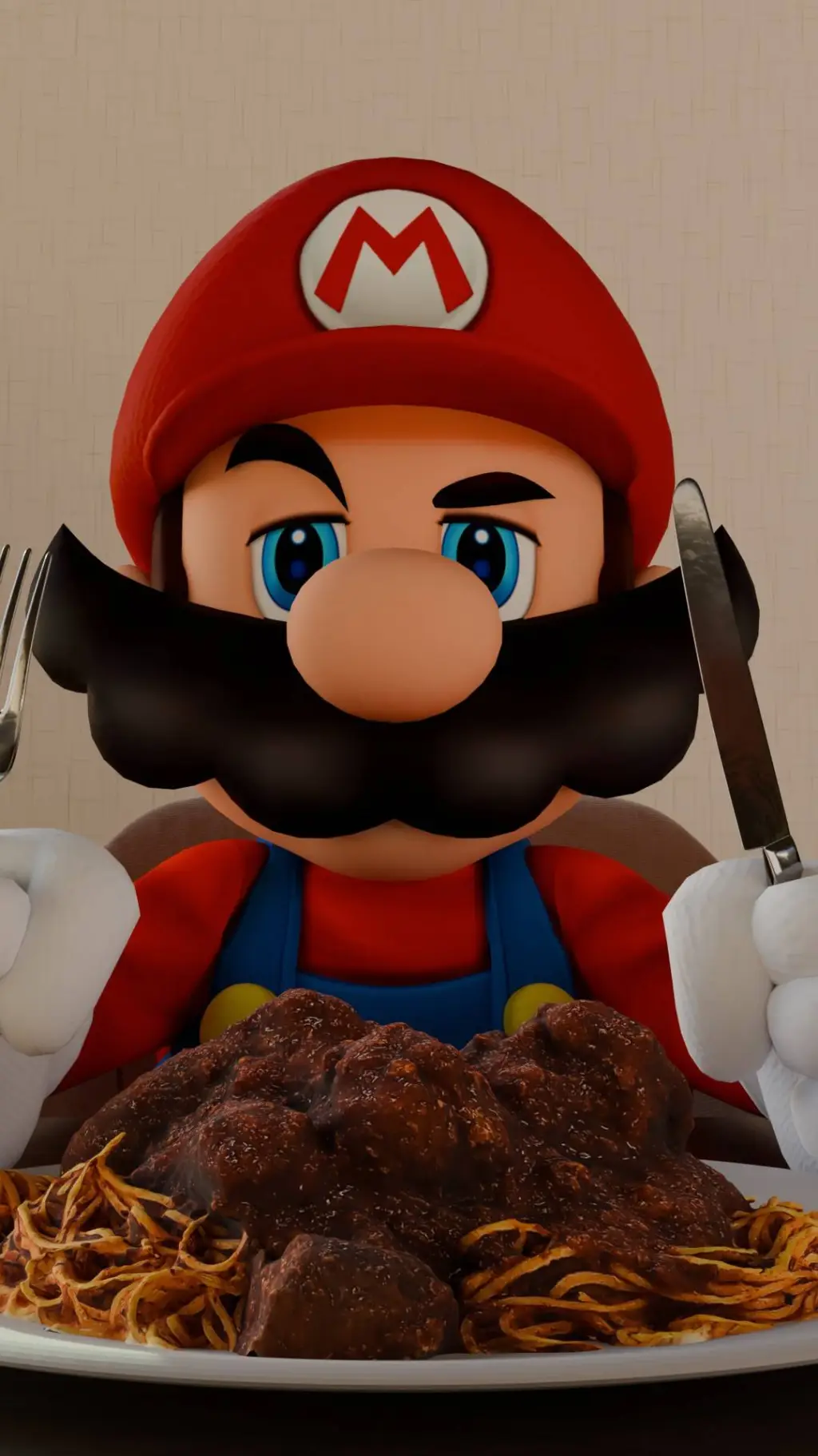 ai character: Mario Eating background