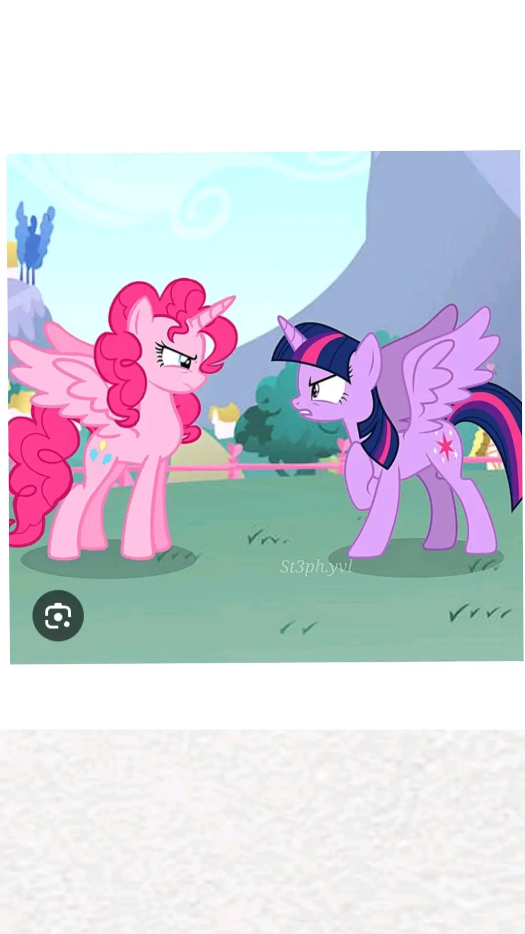 ai character: Twilight vs Pinkie background