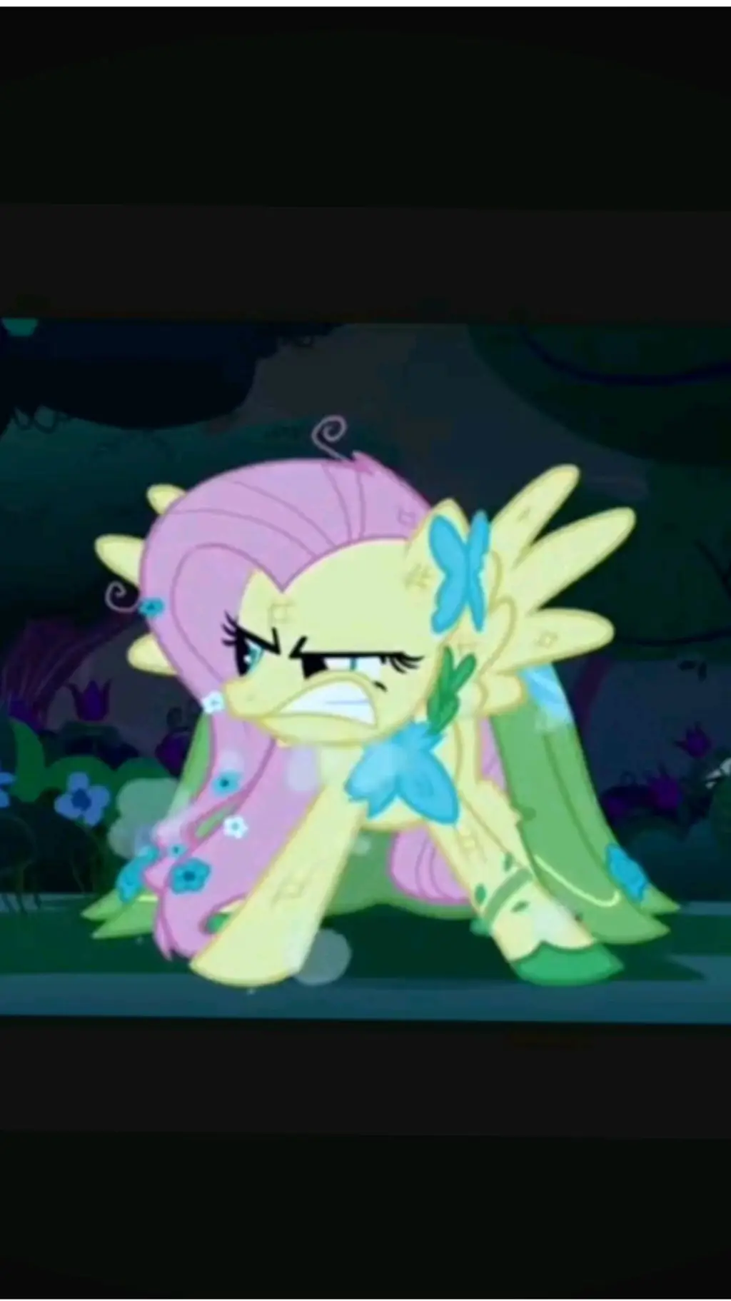 ai character: Fluttershy enojada background