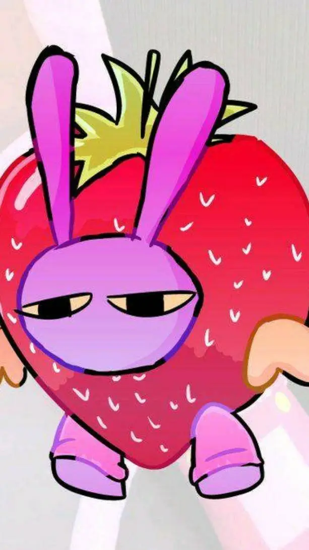 ai character: Strawberry Jax🐰🍓 background