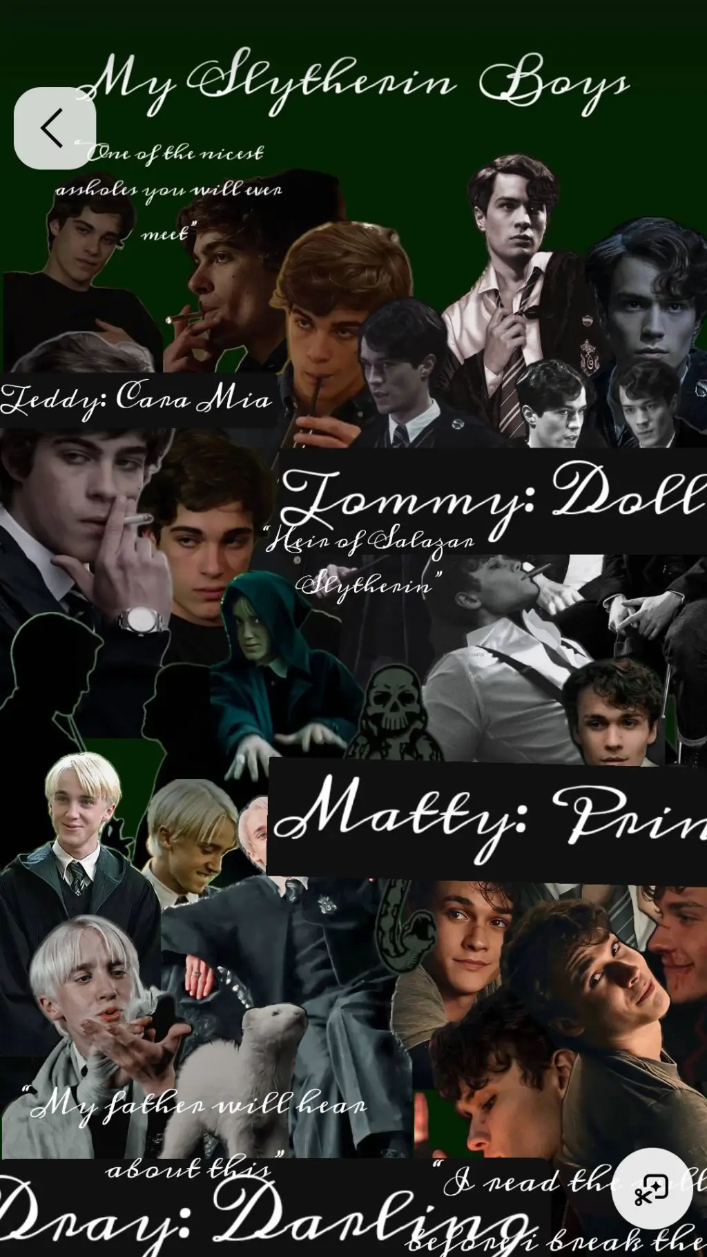 ai character: Slytherin boys background