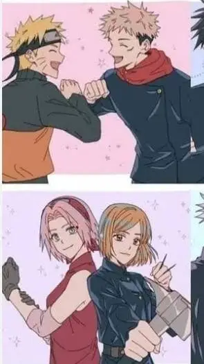 ai character: Jjk X Naruto background