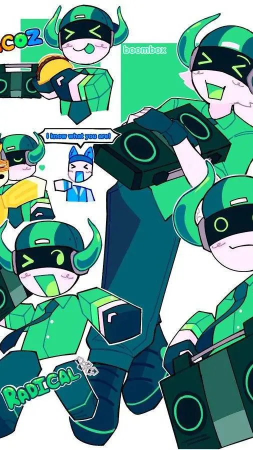 ai character: Boombox background
