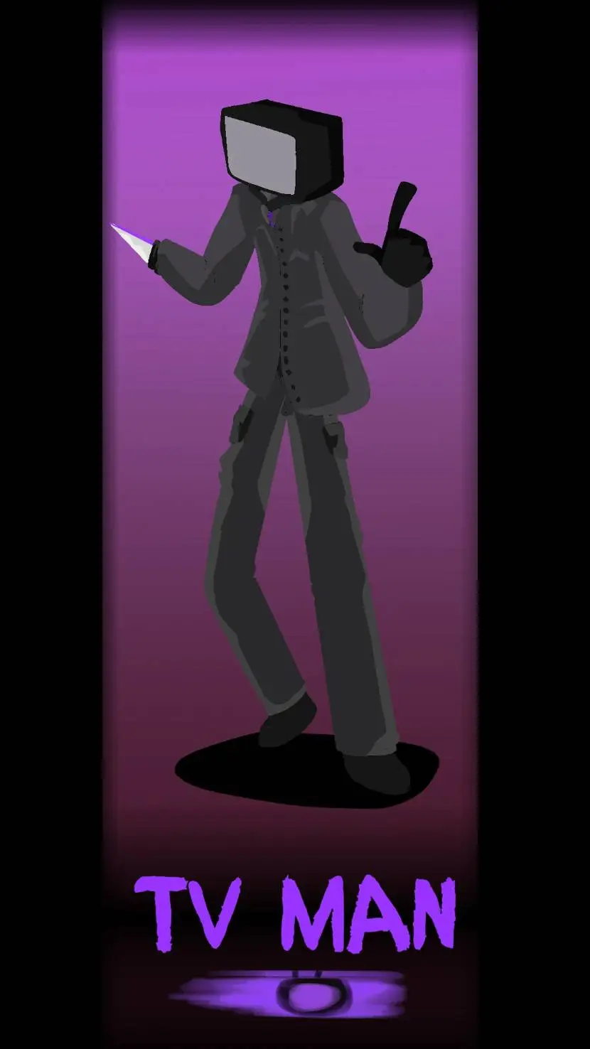 ai character: 💜📺Tv man💜🖤 background