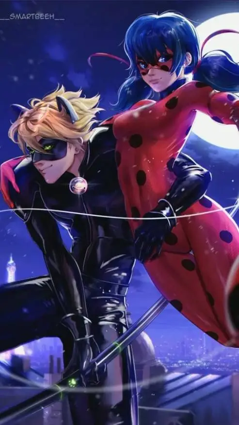 ai character: Chatnoir x Ladybug background