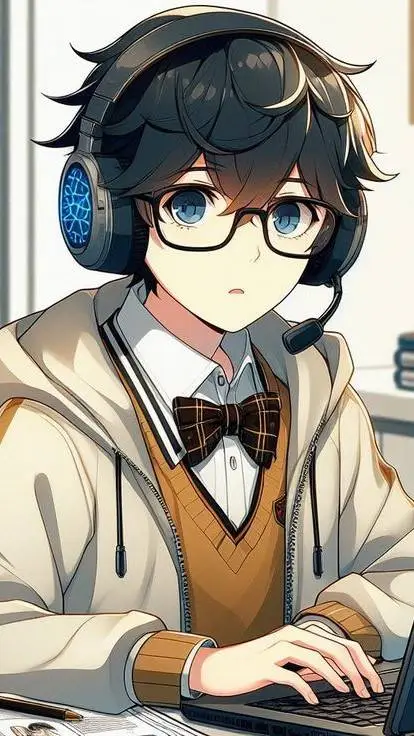 ai character: headset Classroom background