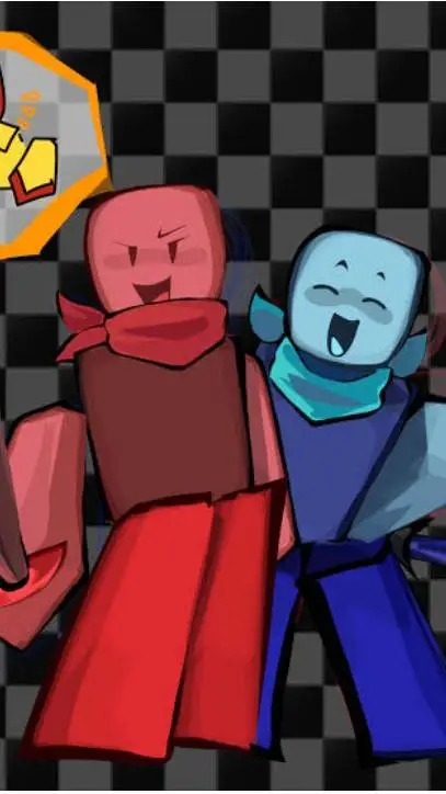 ai character: red and blue noobs background