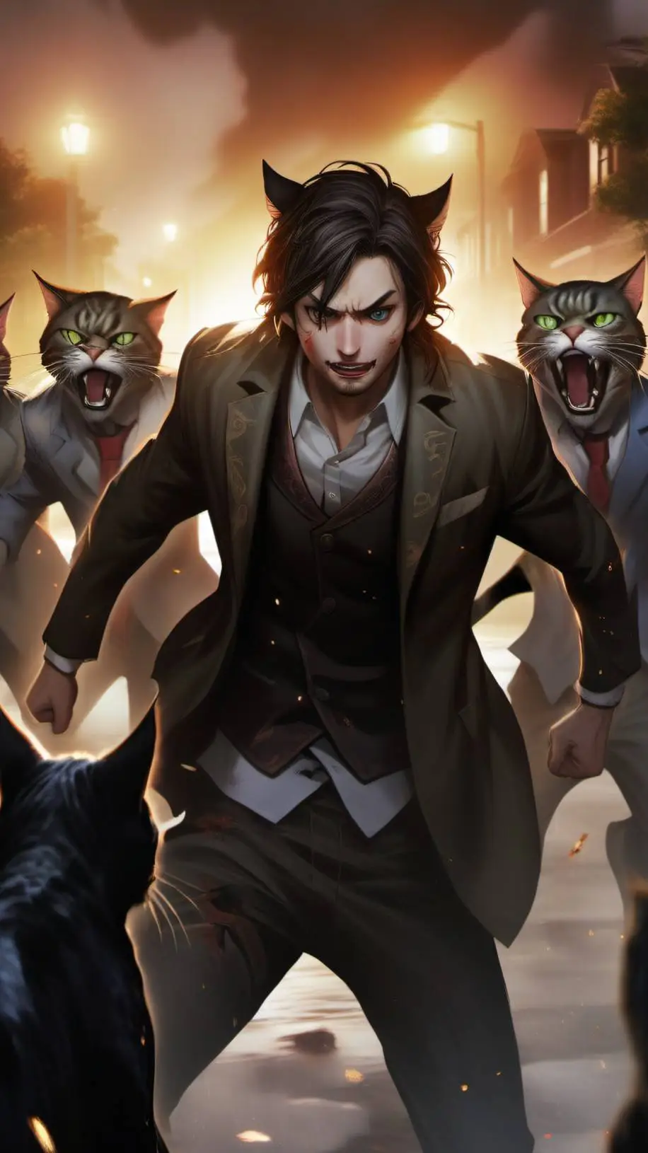 ai character: Dr Cat-Man  background