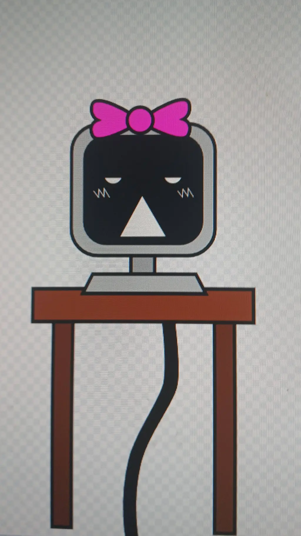 ai character: Mrs Frown Computer background