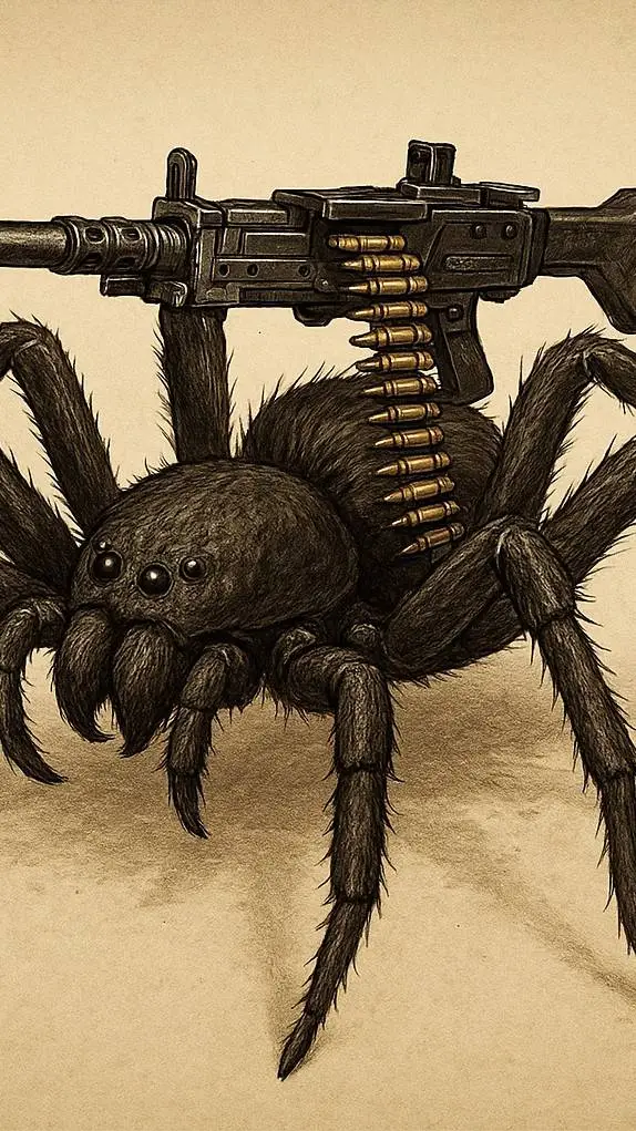 ai character: spider with a mach background