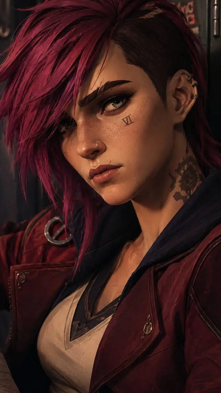 ai character: Vi (Violet) background