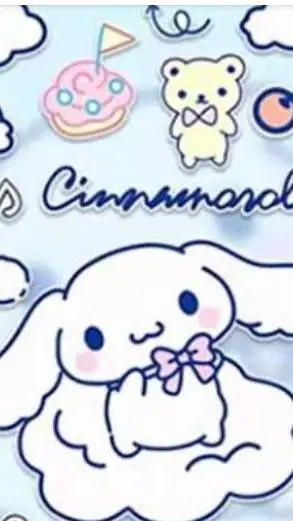 ai character: cinnamon roll 🩵🤍 background
