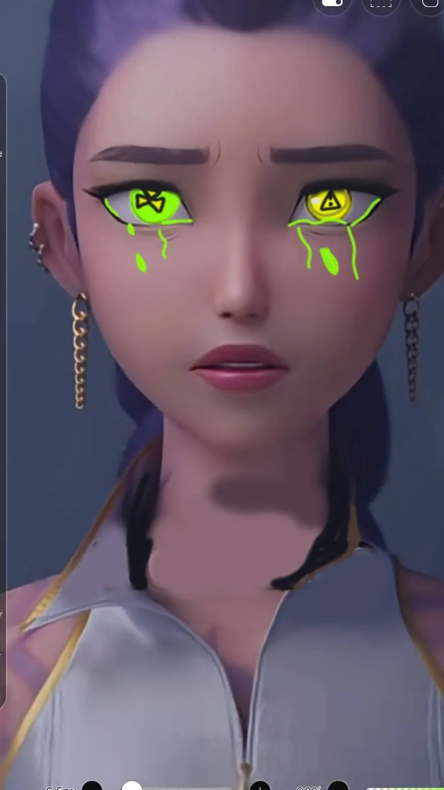 ai character: Mha virus eyes background