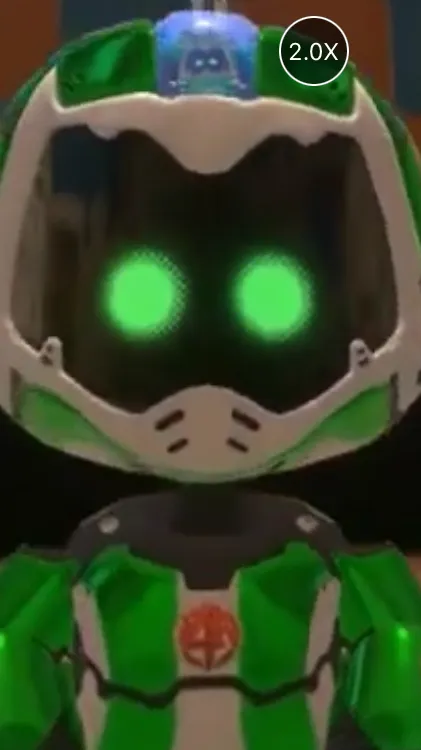 ai character: green robot  background