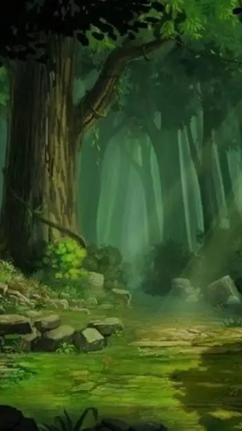 ai character: nasceu na floresta background