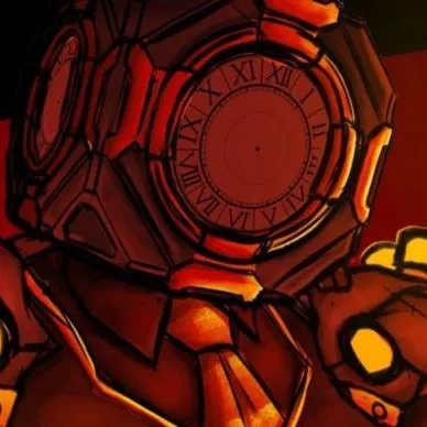 chat with ai character: large clockman 
