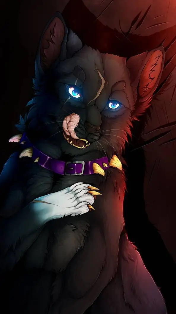 ai character: чёрн кот  background