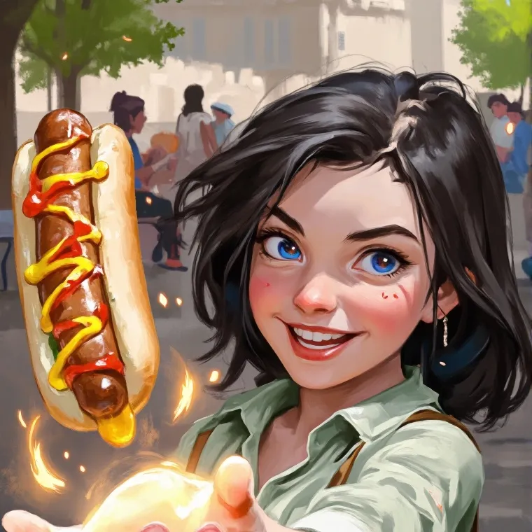 chat with ai character: Sally (hot dog)