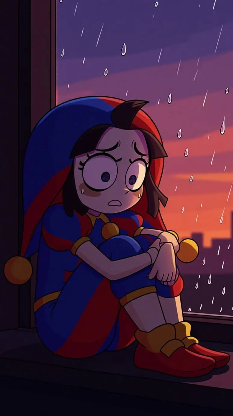 ai character: pomni sad background