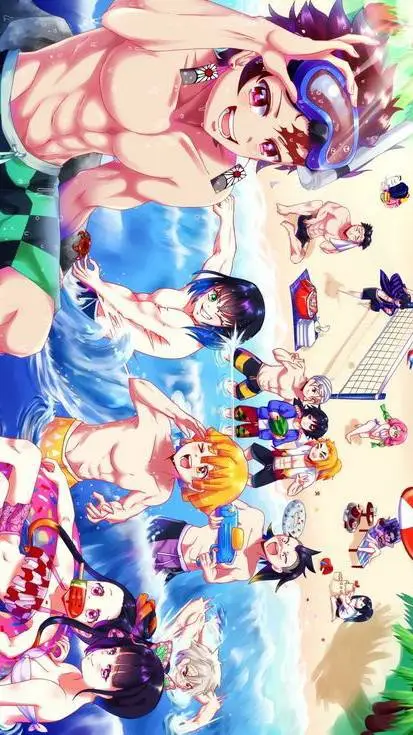 ai character: kamaboko beach day background