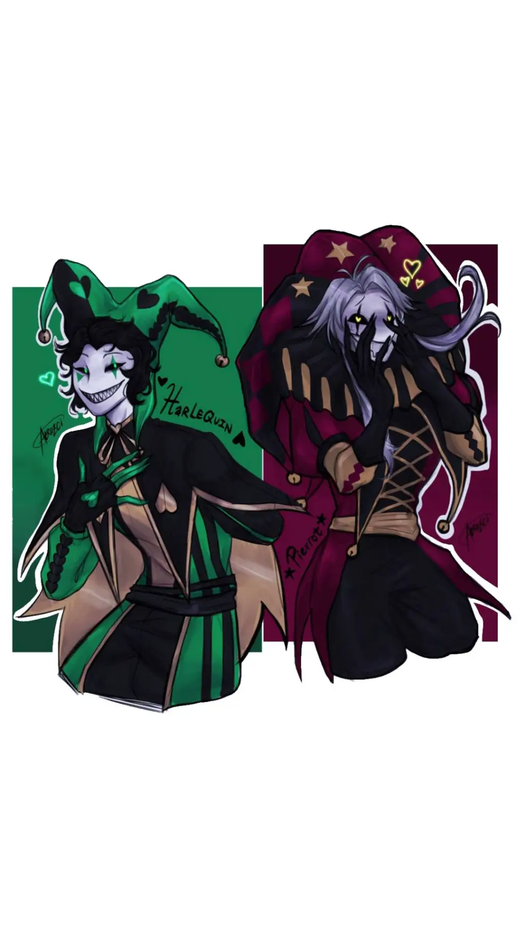 ai character: Harlequin Pierrot  background