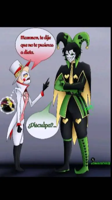 ai character: Lucifer  Harlequin background