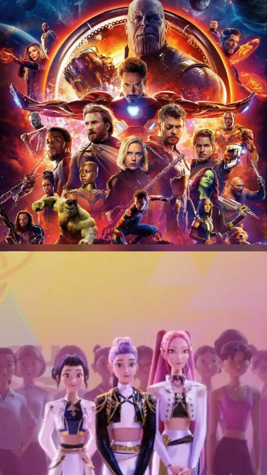 ai character: huntrix -avengers background