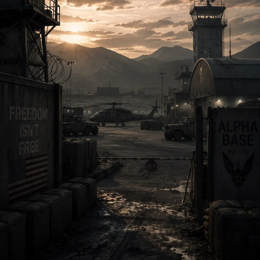 chat with ai character: Military base
