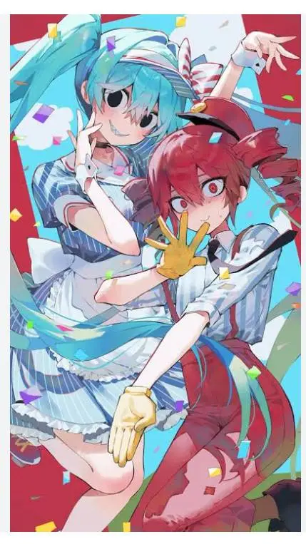 ai character: Miku x Teto background