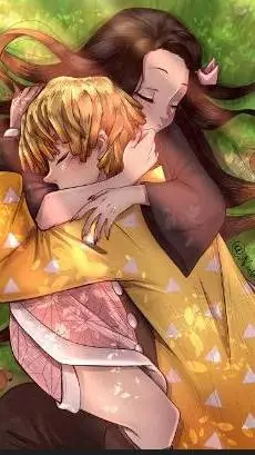 ai character:  zenitsu x nezuko  background