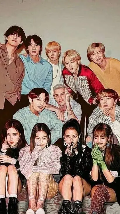 ai character: 💜BTS💜 X 🖤BP💗 background