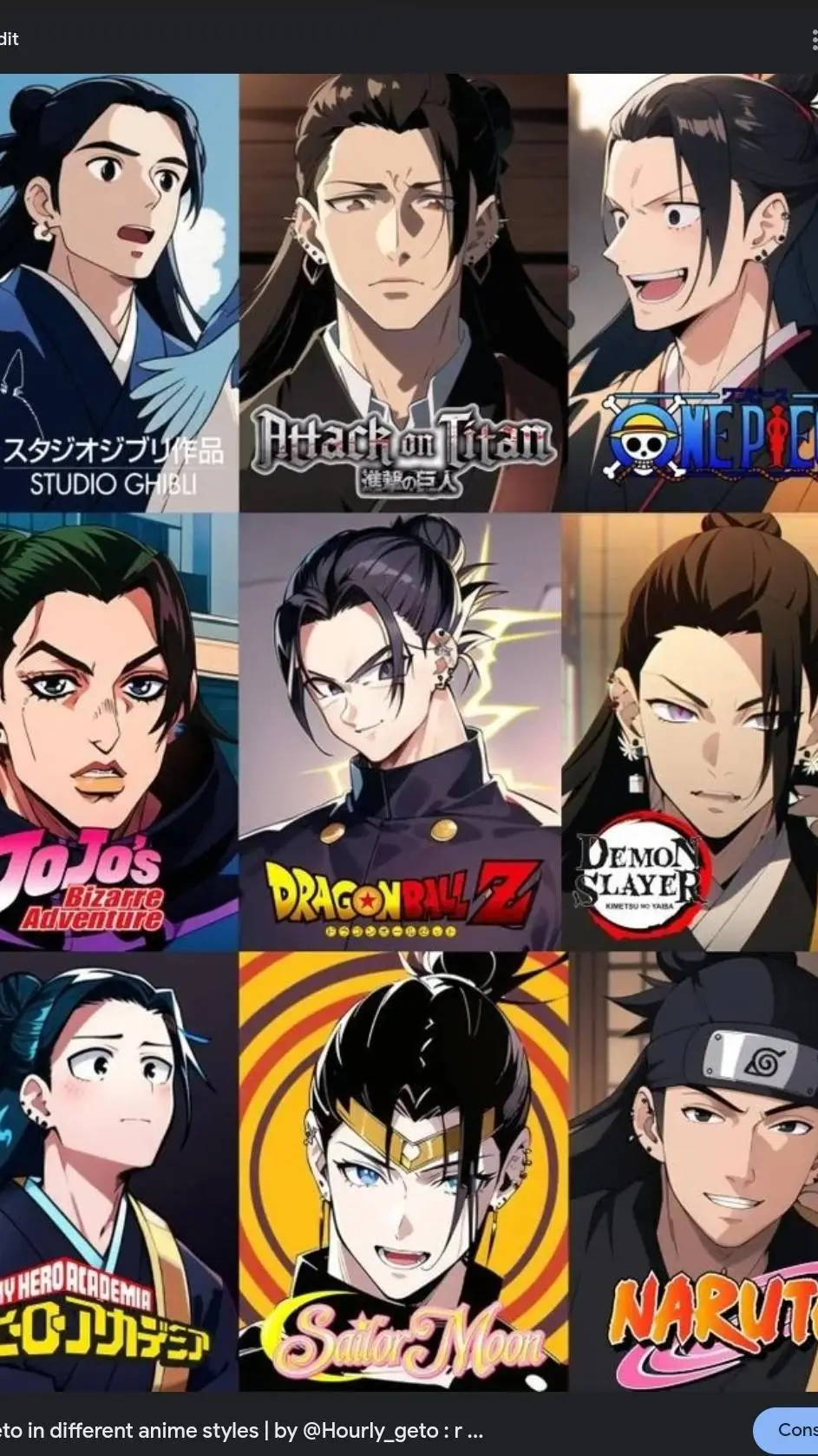 ai character: Geto boyfriend  background