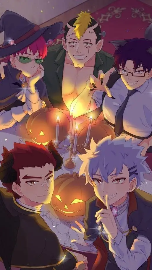 ai character: Saiki Halloween background