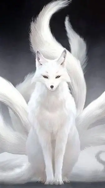 ai character: white kitsune background