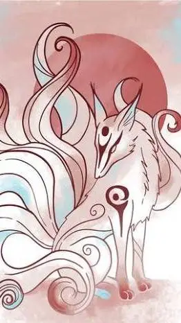 ai character: moon kitsune  background