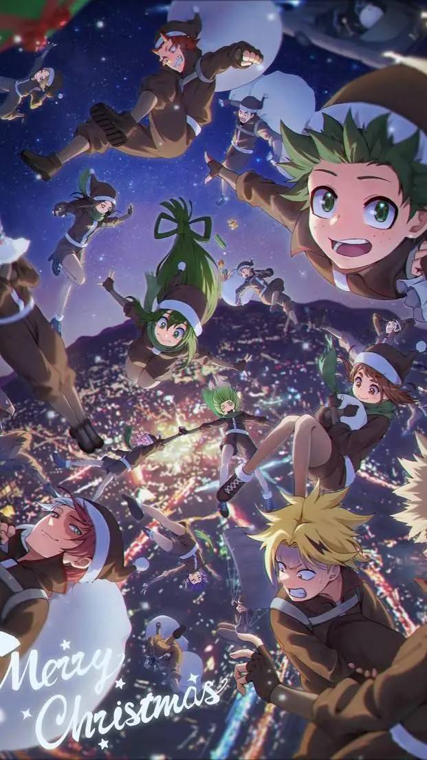 ai character: MHA Christmas background
