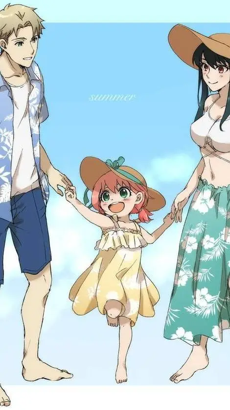 ai character: Spy5Family beach background