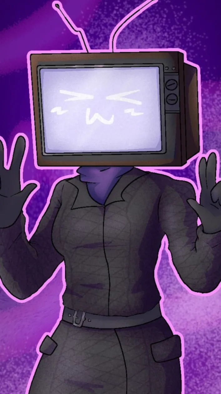 ai character: Tv woman  background